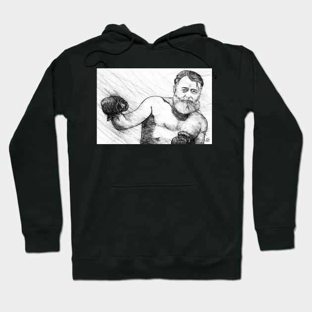 ERNEST HEMINGWAY pencil portrait .1 Hoodie by lautir